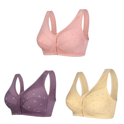 ✨【1+2 ingyen】💞[40–105 kg] Elegáns, elöl gombos pamut melltartó középkorú hölgyeknek🎉49% KEDVEZMÉNY