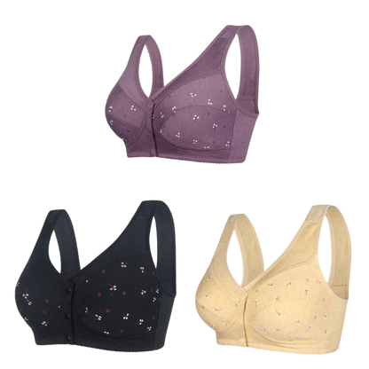 ✨【1+2 ingyen】💞[40–105 kg] Elegáns, elöl gombos pamut melltartó középkorú hölgyeknek🎉49% KEDVEZMÉNY